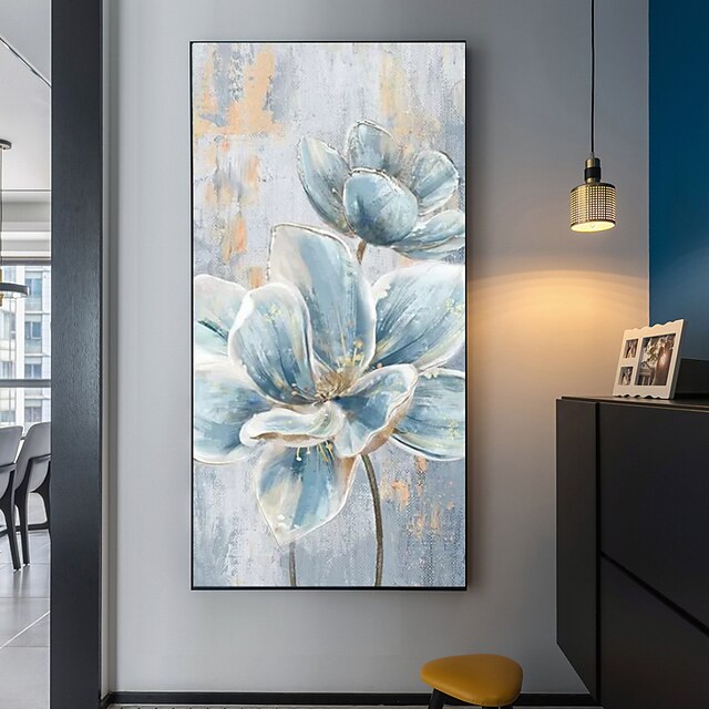 Home & Garden Wall Art | Oil Painting Hand Painted Vertical Abstract Floral / Botanical Modern Stretched Canvas - UE95418