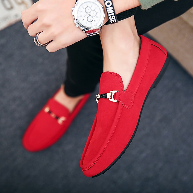  Men's Loafers & Slip-Ons Suede Shoes Casual Shoes Driving Loafers Business Classic Daily Office & Career Suede Red Blue Black Spring Summer