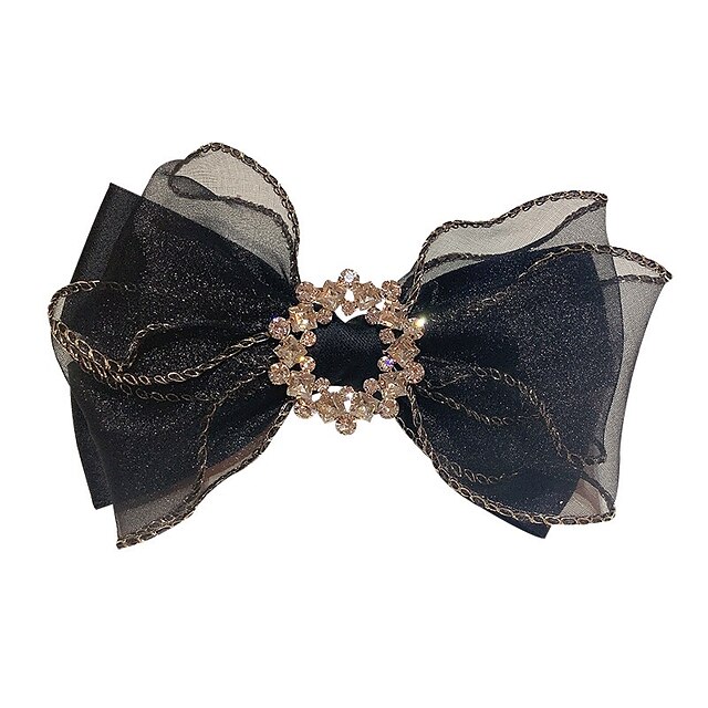 Shoes & Bags Fashion Accessories | 1pc Womens Girls Hair Clip For Bow Classic Rhinestone Fabric Iron rice white Black khaki / Bo