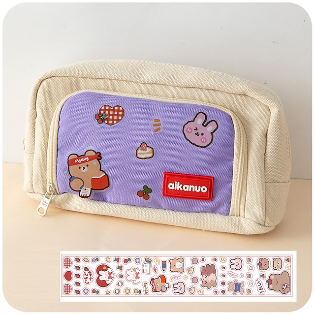 Consumer Electronics Stationery | Pencil Case Pen Pouch Marker Bag Cartoon Wear-Resistant Multifunction Canvas for School Office