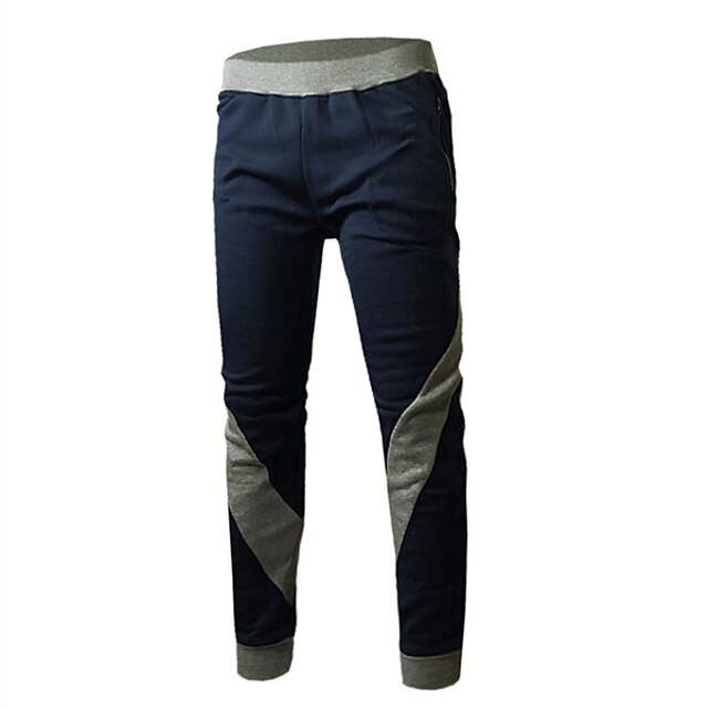 Mens Clothing Mens Bottoms | Mens Casual Tapered pants Pants Casual Micro-elastic Color Block Mid Waist Black Light Grey Navy Bl