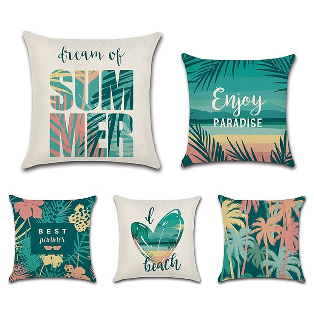 Home & Garden Home Decor | Summer Beach Double Side Cushion Cover 5PCS Soft Decorative Square Throw Pillow Cover Cushion Case Pi