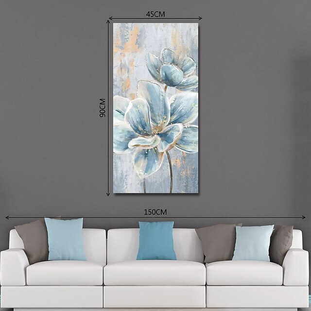 Home & Garden Wall Art | Oil Painting Hand Painted Vertical Abstract Floral / Botanical Modern Stretched Canvas - UE95418