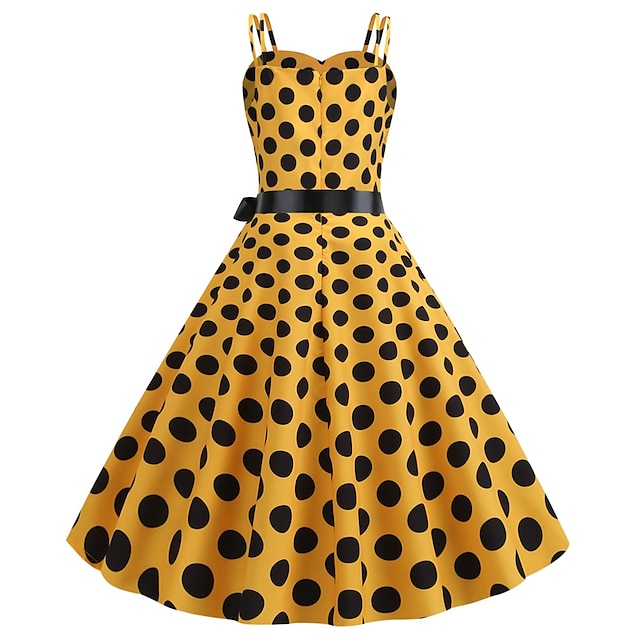 Polka Dots 1950s Vacation Dress Cocktail Dress Dress Masquerade Striped ...