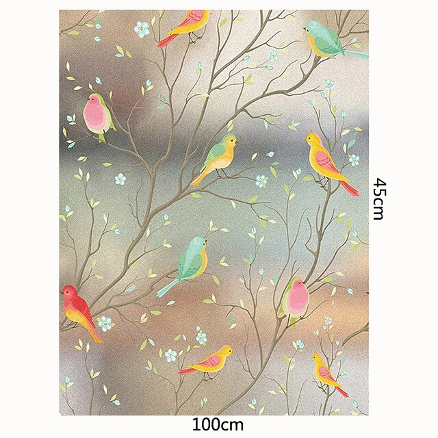 Glass Window Film Cartoon Twig Bird Frosted Static Privacy Decoration