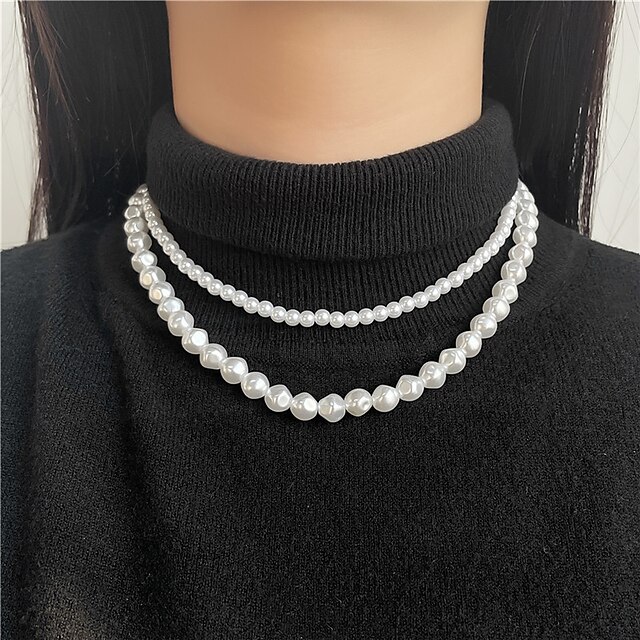 Shoes & Bags Fashion Accessories | 2pcs Pearl Necklace For Womens Gift Daily Birthday Party Pearl Classic Precious - RW53443