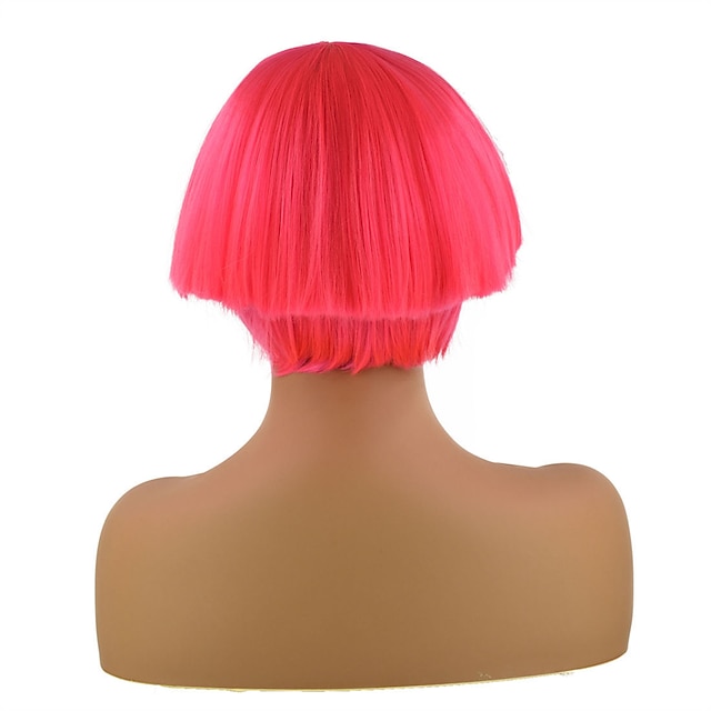 Beauty & Hair Wigs & Hair Pieces | Synthetic Wig Straight Bob With Bangs Machine Made Wig Short Green Red Synthetic Hair Womens 