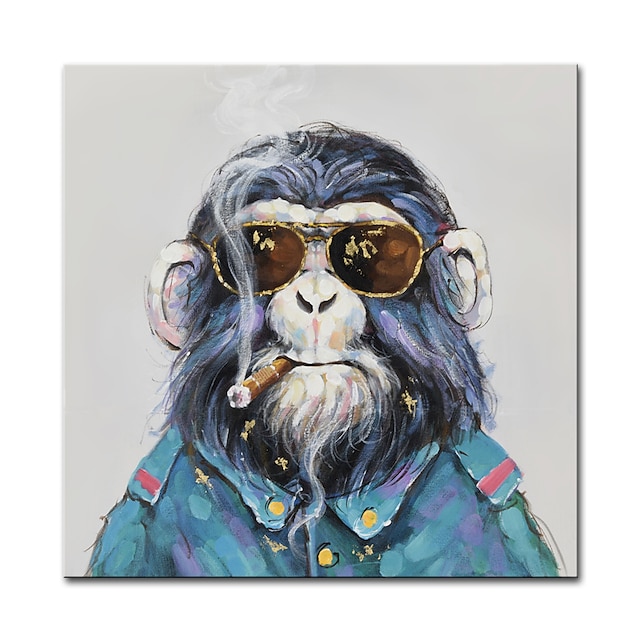 Home & Garden Wall Art | Oil Painting Hand Painted Square Animals Pop Art Modern Stretched Canvas / Rolled Canvas - YG32980