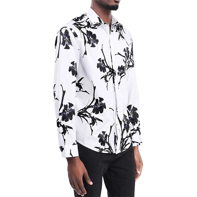 Mens Clothing Mens Shirts | Mens Shirt Floral Graphic Turndown Casual Daily Button-Down Long Sleeve Tops Casual Fashion Breathab