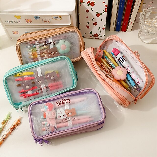 Consumer Electronics Stationery | Pencil Case Pen Pouch Marker Bag Waterproof Wear-Resistant Transparent TPU for School Office S