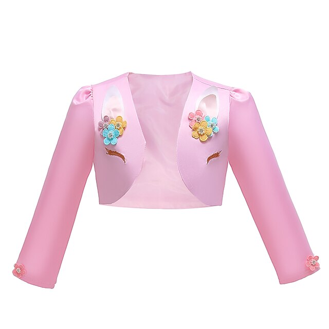 Baby & Kids Girls Clothing | Kids Girls Coat Long Sleeve White Pink Floral Unicorn Embroidered Spring Summer Cute Party 3-12 Yea