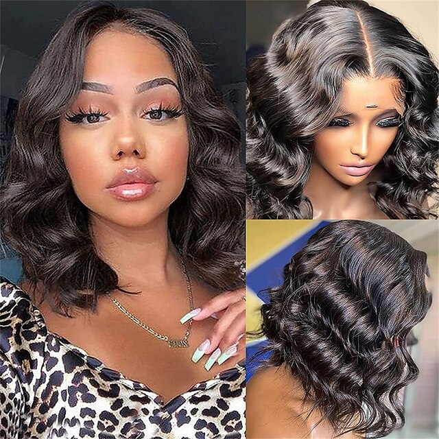 Beauty & Hair Wigs & Hair Pieces | Short Bob Wig Body Wave Lace Front Wig Human Hair Wigs Brazilian Short Bob 4x4x1 Lace Closure