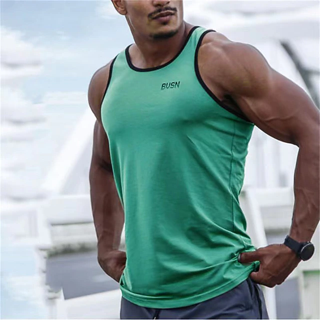 Men's Tank Top Vest Top Undershirt Sleeveless Shirt Solid Color Crew