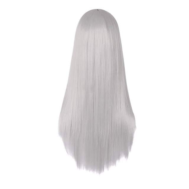 Beauty & Hair Wigs & Hair Pieces | Charming Girls Long Silver White Straight Wig Middle Part Hair Anime Cosplay Halloween Party 