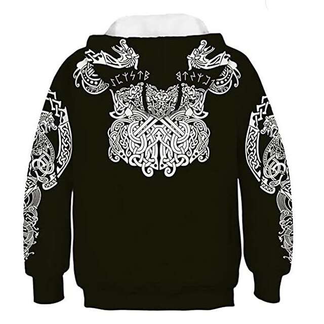 Baby & Kids Boys Clothing | Kids Boys Hoodie Long Sleeve 3D Print Floral Dragon Pocket Black Children Tops Fall Spring Active Fa