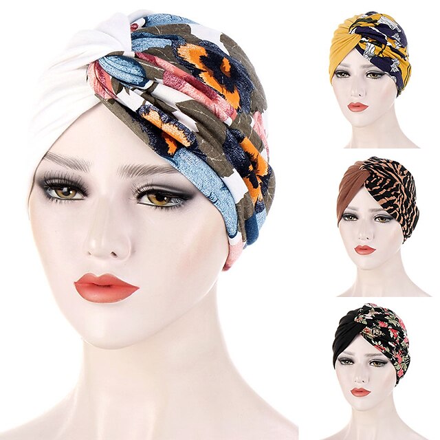 Shoes & Bags Fashion Accessories | Muslim Inner Hijab Cap Floral Print Women Turban Hat Fashion Banadan Cancer Chemo Cap Cross H