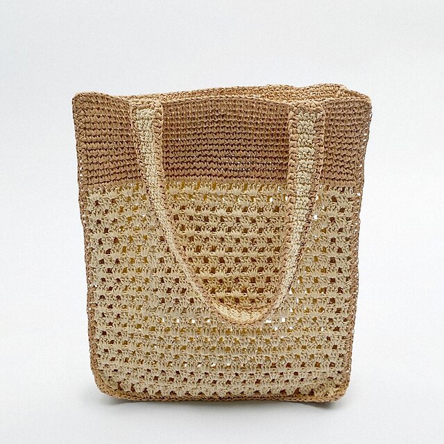  summer new crochet bag z new product a women's bag hit color hand-woven shopping bag shoulder tote bag straw bag