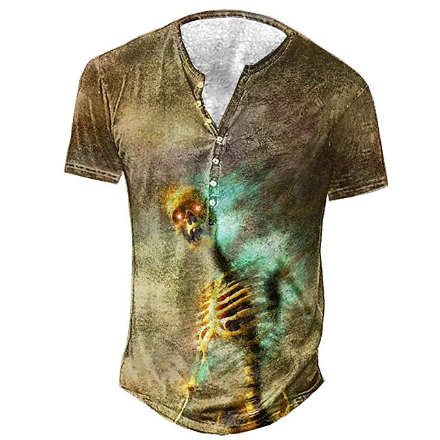 Mens Clothing Mens Tees & Tank Tops | Mens Henley Shirt Tee T shirt Tee 3D Print Graphic Patterned Skull Plus Size Henley Daily 