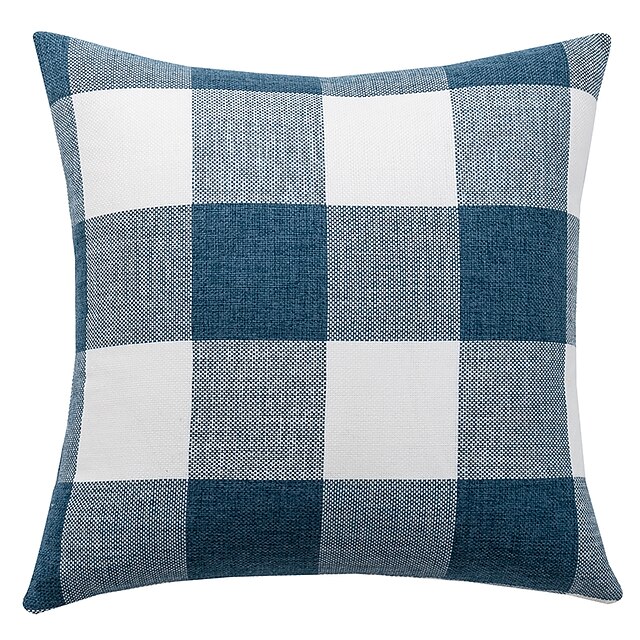 Home & Garden Home Decor | 1 pcs Polyester Pillow Cover Simple Plaid Geometric Modern Square Seamed Traditional Classic - AW3481