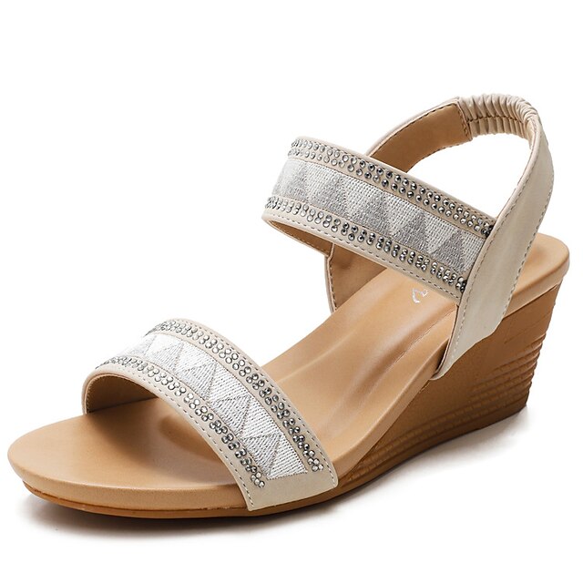 Shoes & Bags Womens Shoes | Womens Sandals Wedge Sandals Wedge Heel Round Toe Open Toe Elegant Casual Beach Office PU Leather El