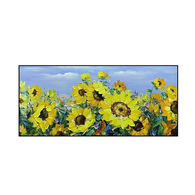 Handmade Hand Painted Oil Painting Wall Art Natural Sky Sunflower Landscape Home Decoration Decor Rolled Canvas No Frame Unstretched 7