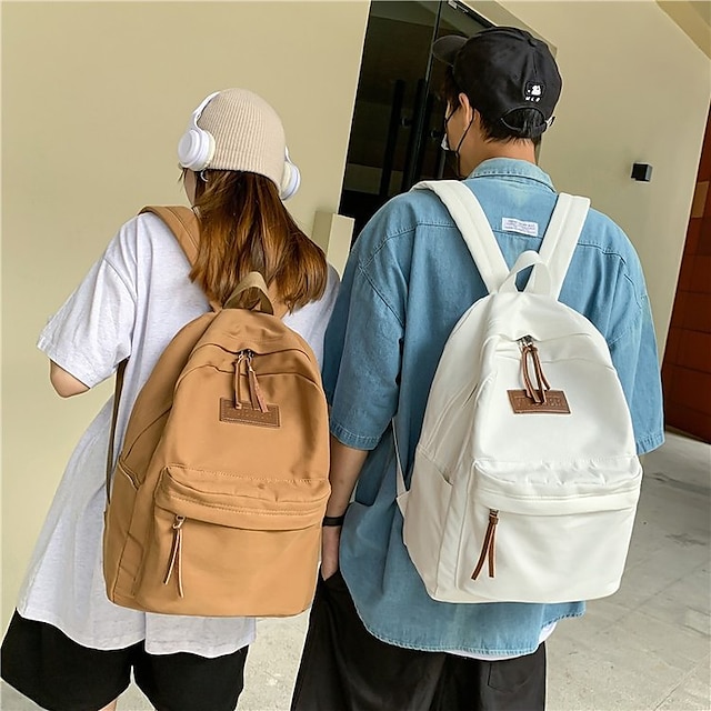  School Backpack Bookbag Solid Color for Student Boys Girls Large Capacity Adjustable Shoulder Straps Canvas School Bag Back Pack Satchel 19.45 inch, Back to School Gift