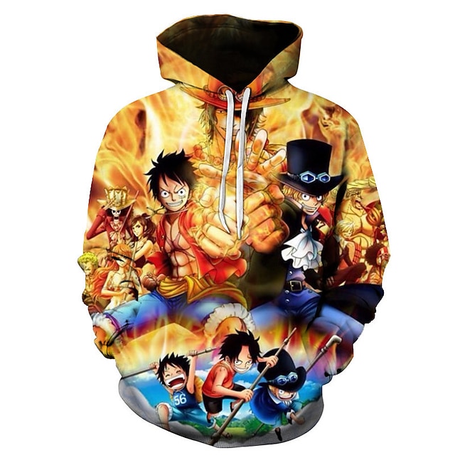 Toys & Hobbies Cosplay & Costumes | Inspired by One Piece Monkey D. Luffy Roronoa Zoro Hoodie Anime 100% Polyester Anime 3D Hara