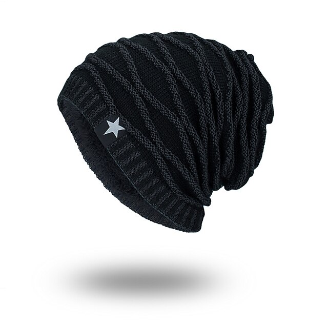 Shoes & Bags Fashion Accessories | 1 pcs Mens Womens Casual Retro Slouchy Beanie Hat Daily Formal Knitted Geometric Stars Pure C