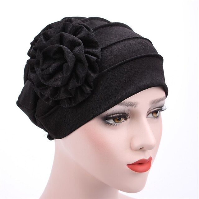 Shoes & Bags Fashion Accessories | Womens Hats Spring Summer Plain Color Floral Beanie Hat Muslim Stretch Turban Hat Cap Hair Lo