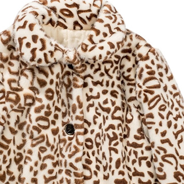 Baby & Kids Girls Clothing | Kids Girls Coat Long Sleeve Khaki Leopard Fall Winter Adorable Daily 3-10 Years - SS01104