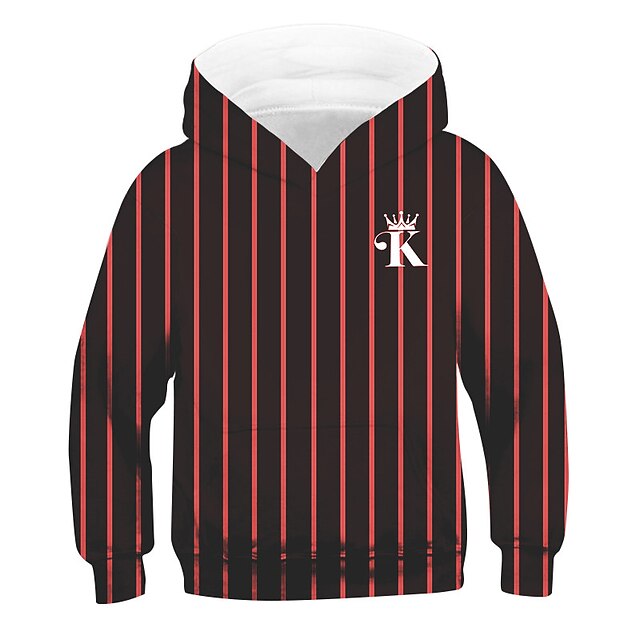 Baby & Kids Boys Clothing | Kids Boys Hoodie Long Sleeve 3D Print Stripe Letter Pocket Green Black Red Children Tops Fall Spring