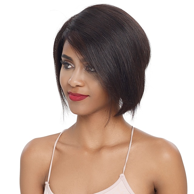 Beauty & Hair Wigs & Hair Pieces | Sleek Pixie Cut Natural Brazilian Remy Human hair Bob T Part Lace Front Wig Bob Pixie Cut Asy