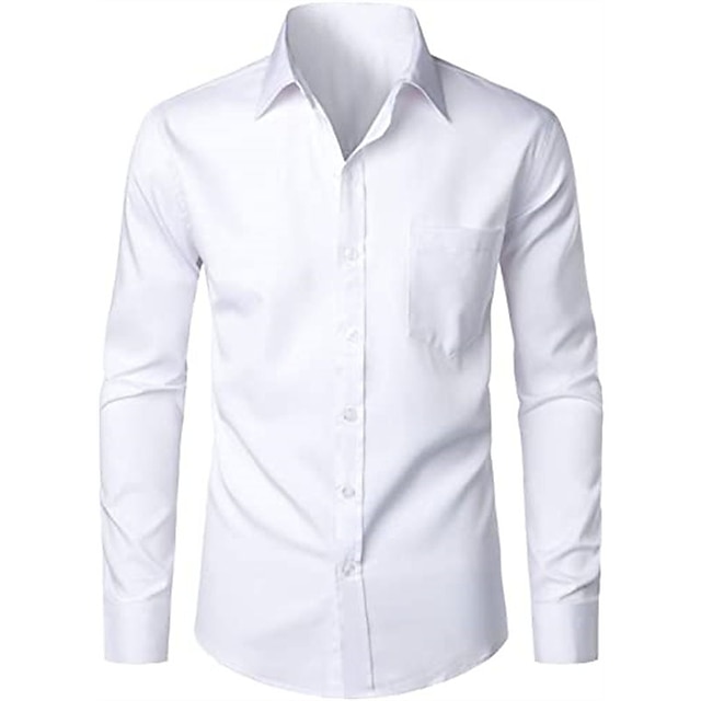 Mens Clothing Mens Shirts | Mens Shirt Solid Color Turndown Party Daily Button-Down Long Sleeve Tops Casual Fashion Comfortable 