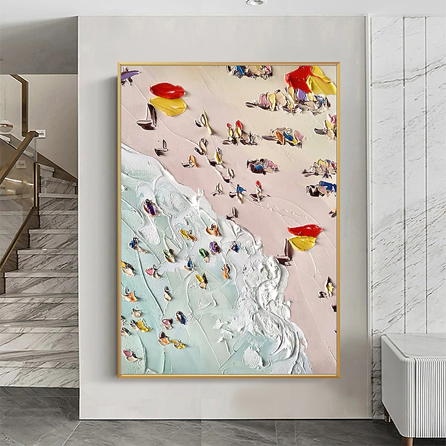 Mintura Handmade Beach Scenery Oil Painting On Canvas Wall Art Decoration Modern Abstract Picture For Home Decor Rolled Frameless Unstretched Painting 15
