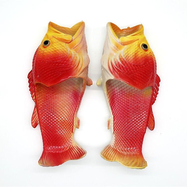 Men's Fish Shaped Slippers - Funny 3D Fish Flip Flops for Men and Women ...
