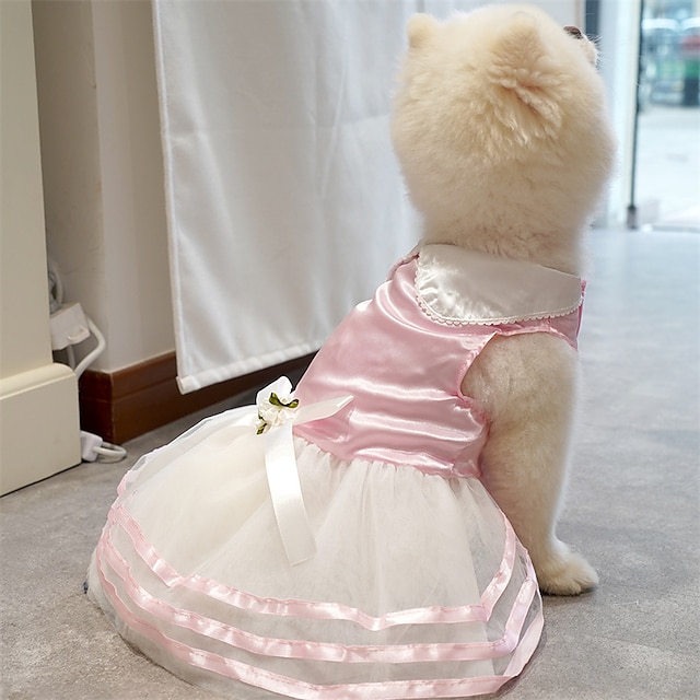 Perros Gatos Vestido de boda Rayas Lazo Moda Estilo lindo Fiesta Boda Ropa para Perro