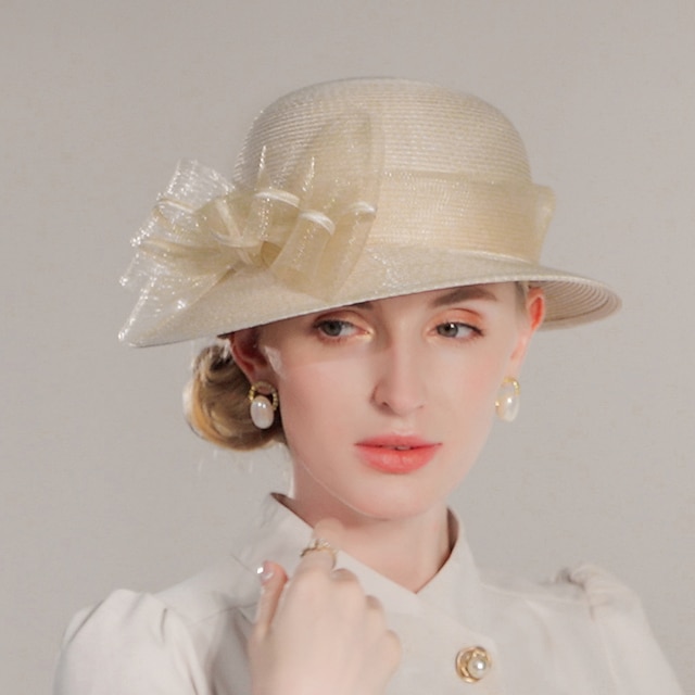  Elegant Dame hoed met Bloem / Pure Kleur / Kanten kant 1 stuk Casual / Teaparty / Melbourne Cup Helm