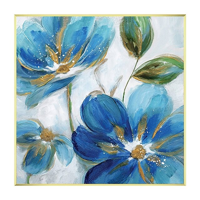 Home & Garden Wall Art | Handmade Hand Painted Oil Painting Wall Art Blue flower Home Decoration Decor Rolled Canvas No Frame Un