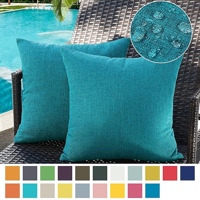  Solid Color Pillowcase Outdoor Waterproof Technology Pillowcase Coated Outdoor Garden Sofa Cushion Modern Simple 1pc