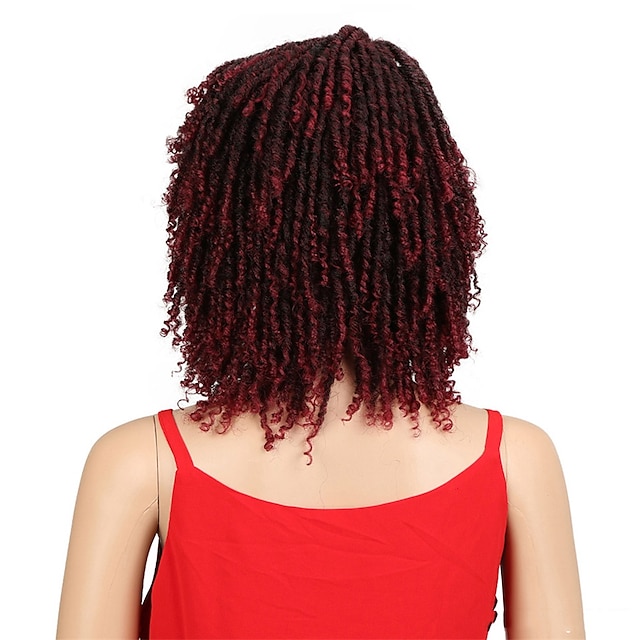 Beauty & Hair Wigs & Hair Pieces | Short Synthetic Wigs For Black Women 14 inch High Temperature Fiber Dreadlock Ombre Burg Croc