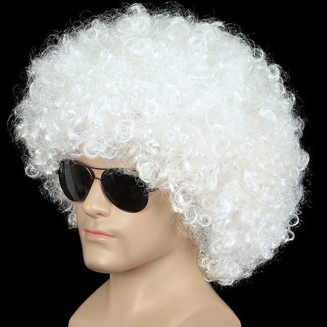 Beauty & Hair Wigs & Hair Pieces | Short Black Fluffy Disco Afro Wigs Synthetic Cosplay Fancy Funny Wigs for Unisex Men Women Wi