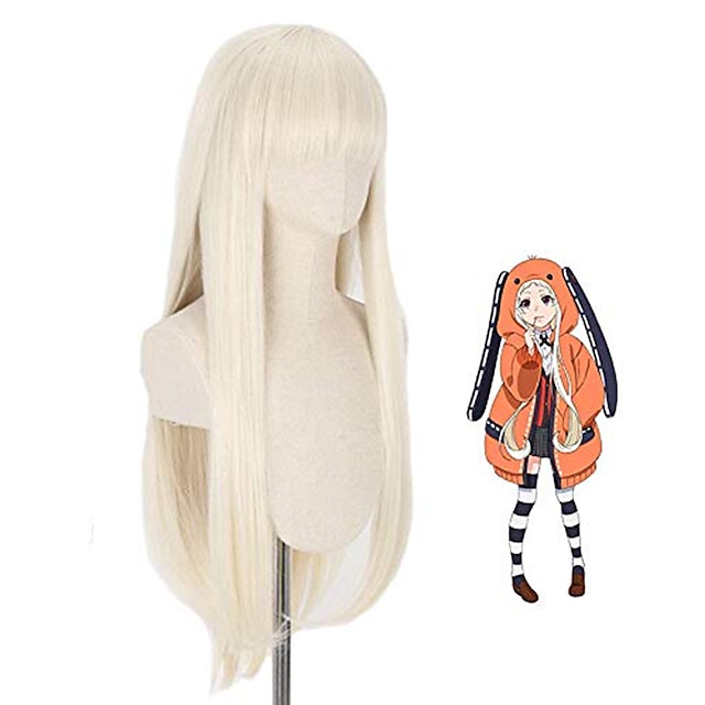 Beauty & Hair Wigs & Hair Pieces | Yomoduki Runa Cosplay Wig Anime Kakegurui Wig Long Straight Beige Wig for Halloween Costume F