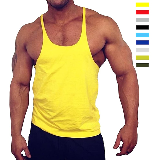 Men's New Fitness Screen Printed Gym Tank Tops Workout Sport Running Mesh Vests 