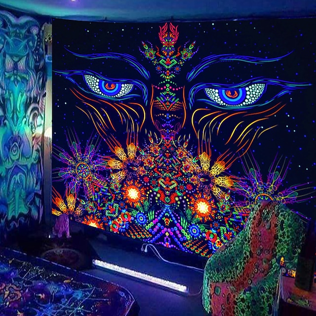  黒の uv ライト壁のタペストリーぶら下げ布ポスター蛍光家の装飾の背景布アート家の寝室のリビングルームの装飾
