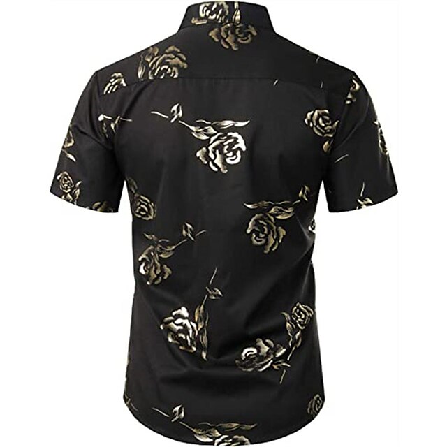 Mens Clothing Mens Shirts | Mens Shirt Floral Turndown Party Daily Button-Down Short Sleeve Tops Casual Fashion Comfortable Whit