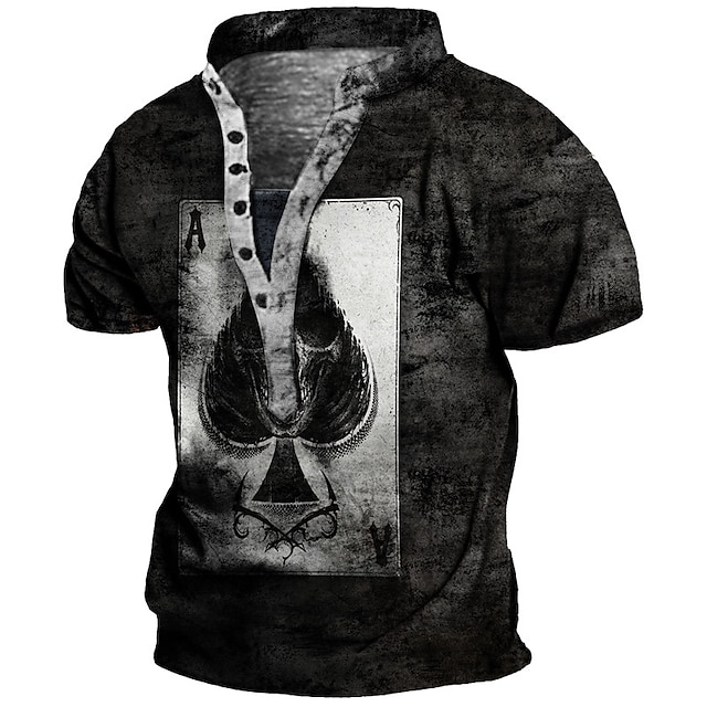 Mens Clothing Mens Tees & Tank Tops | Mens Henley Shirt Tee T shirt Tee 3D Print Graphic Patterned Poker Plus Size Stand Collar 