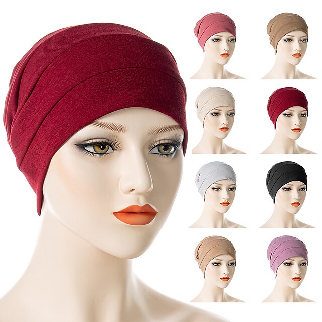 Shoes & Bags Fashion Accessories | 1 pcs Womens Casual Simple Style Boho Muslim Hijab Turban Home Sports & Outdoor Sexy Plain So