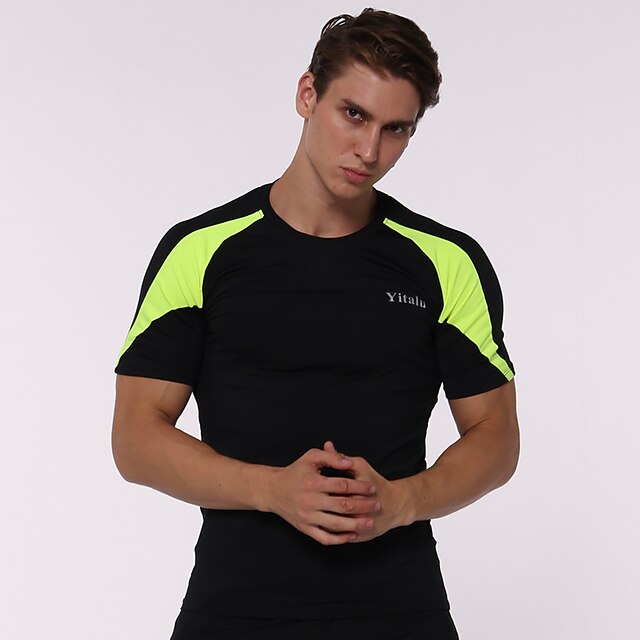 Sports & Outdoors Running, Jogging & Walking | Mens Running Shirt Tee Tshirt Athletic Breathable Moisture Wicking Sweat Out Fitn