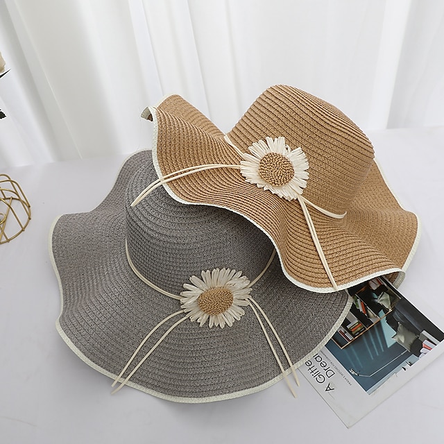 Shoes & Bags Fashion Accessories | 1pcs Sun Hat Ladies Summer Beach Big Brimmed Straw Hat Seaside Vacation Sunshade Sunscreen Fo