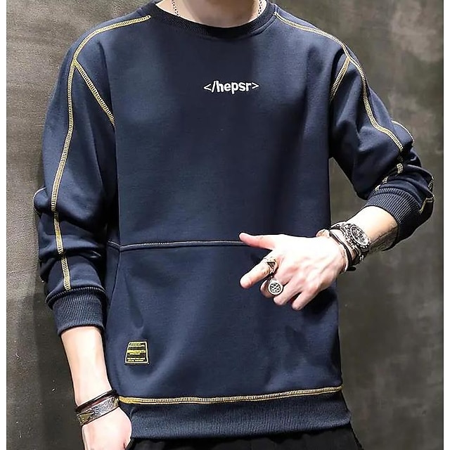 Mens Clothing Mens Hoodies & Sweatshirts | Mens Pullover Text Patchwork Monograms Casual Daily Casual Streetwear Hoodies Sweatsh